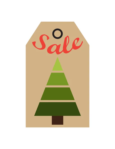 Sprzedaż Promo wiecznie zielone drzewa znaczników figur geometrycznych — Wektor stockowy