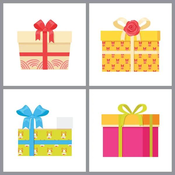 Conjunto de cajas de regalo en vectores de envoltura decorativos — Vector de stock