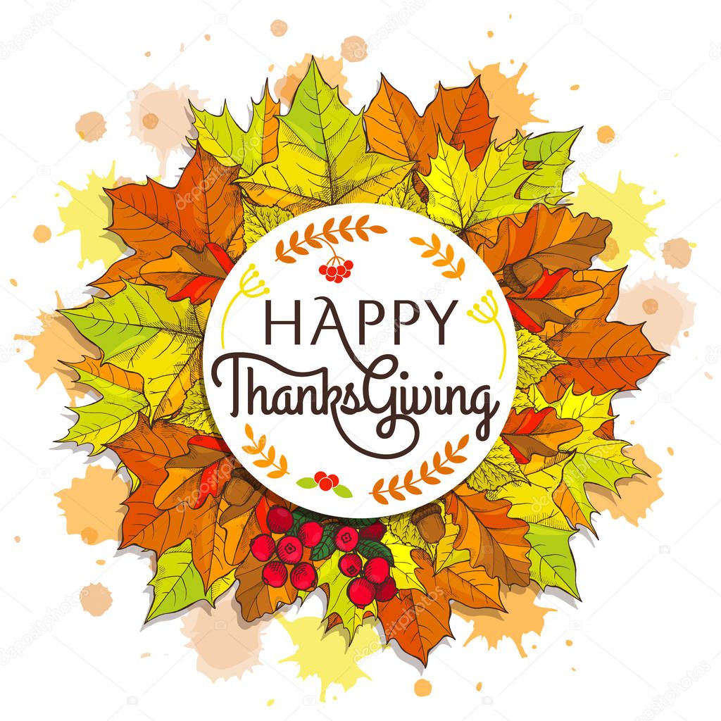 Happy Thanksgiving Placard on Vector Illustration