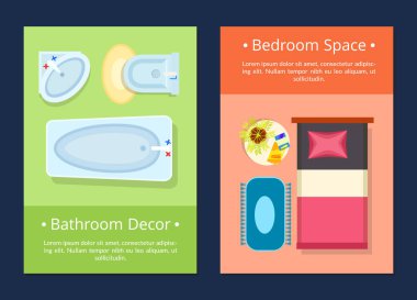 Banyo Dekorasyonu yatak odası alanı vektör çizim