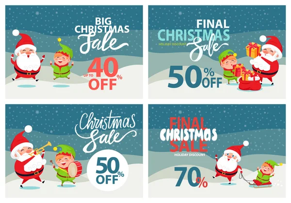 Final Christmas Sale Holiday Discount Posters Set — Stock Vector