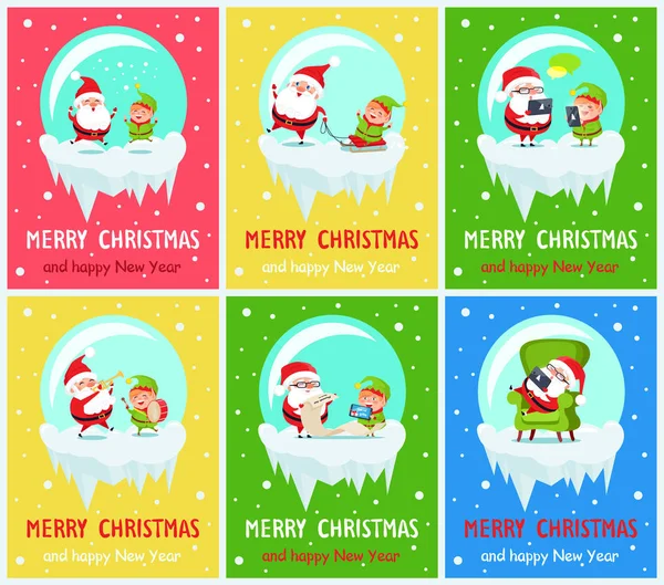 Merry Christmas Santa Helper Vector Illustration — Stock Vector