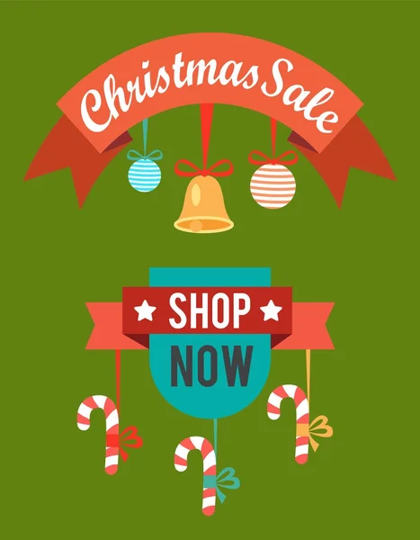 Kerst Sale Shop nu Poster vectorillustratie — Stockvector