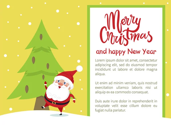 圣诞快乐新年海报圣诞老人树 — 图库矢量图片