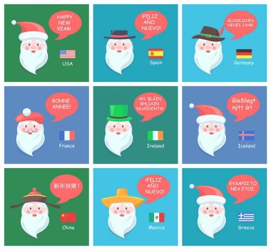 Santa kipi selamlar ile şenlikli posterler