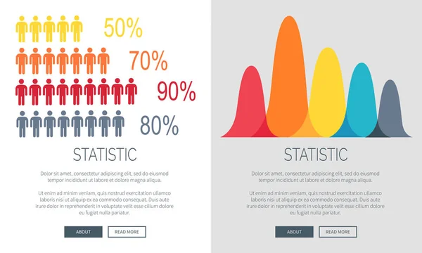 Statistik-Präsentation buntes Webseiten-Design — Stockvektor