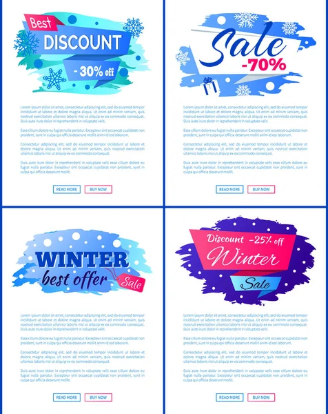 Big Winter Sale Discount Off New Offer Posters Set — Stock Vector