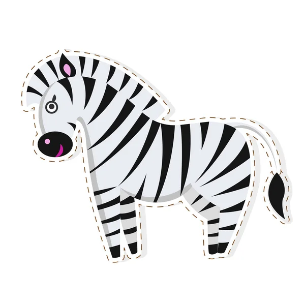 Schattig Zebra Cartoon platte Vector Sticker of pictogram — Stockvector