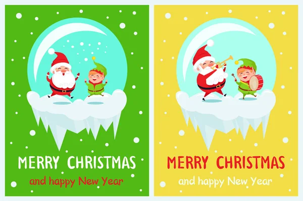Feliz Navidad y Feliz Tiempo Vector Ilustración — Vector de stock