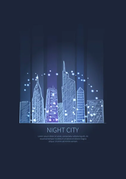 Luces de la ciudad nocturna Icono Vector ilustración — Archivo Imágenes Vectoriales