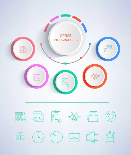 Office Infographics színes vektoros illusztráció — Stock Vector