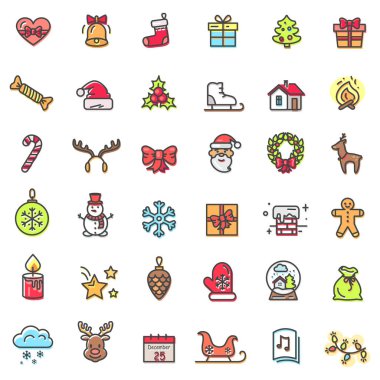 Noel Tema renkli simgeler vektör çizim