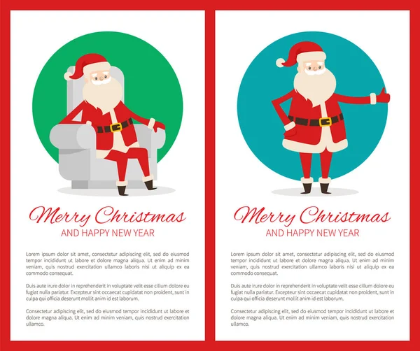 Veselé Vánoce šťastný nový rok roztomilý Santa Claus — Stockový vektor