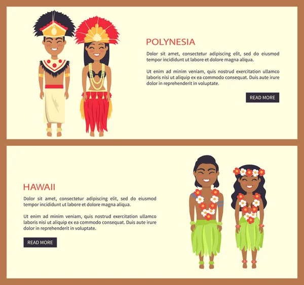 Polynésie et Hawaï sur l'illustration vectorielle — Image vectorielle