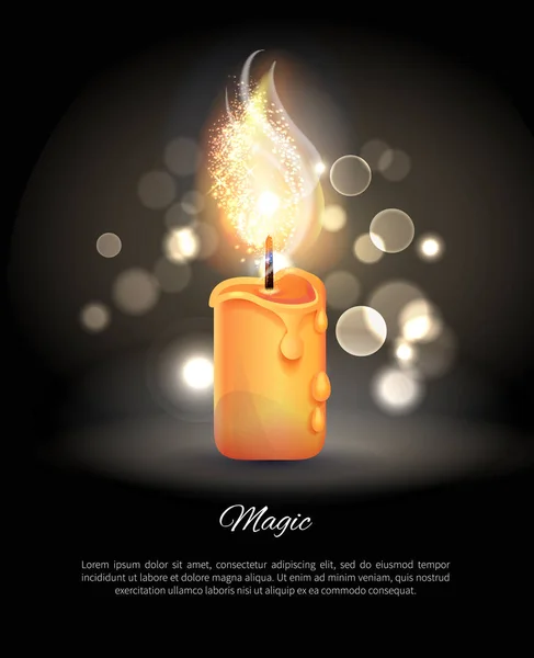 Burning Candle in Realistic Design Vector Icon — Stock Vector