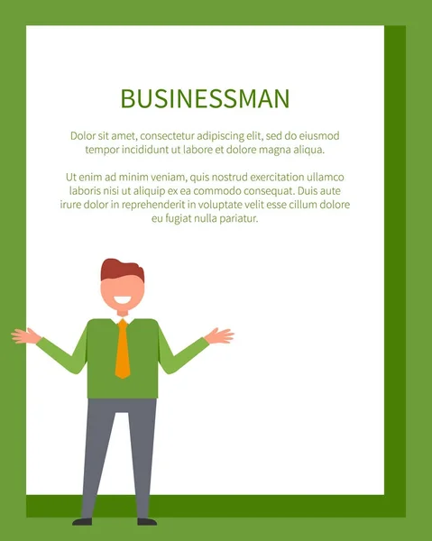 Бізнес плакат з бізнесмен в зелений светр — стоковий вектор