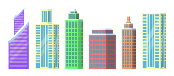 Conjunto de edificios de la ciudad Iconos Vector Ilustración — Vector de stock