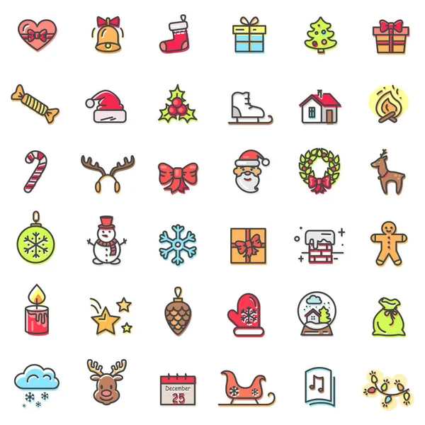 Tema de Navidad Iconos coloridos Vector Ilustración — Archivo Imágenes Vectoriales