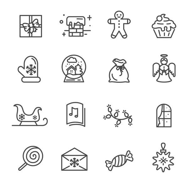 Conjunto de iconos temáticos de Navidad Vector Ilustración — Archivo Imágenes Vectoriales