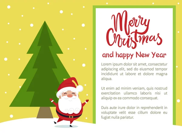 Joyeux Noël Bonne année Affiche Santa Tree — Image vectorielle