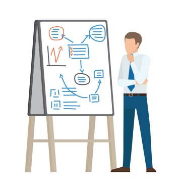 Plan vektör çizim üzerinde düşünme işadamı