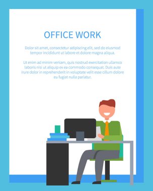 Office çalışma parlak Poster vektör çizim