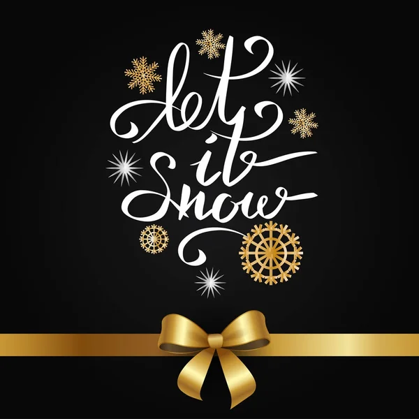 Lasci l'iscrizione di neve su sfondo di fiocco di neve — Vettoriale Stock
