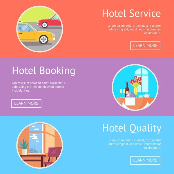 Hotelové služby, rezervaci a kvalitní vizualizace — Stockový vektor