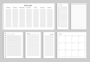 Not çalışma haftası vektör çizim üzerinde kümesi