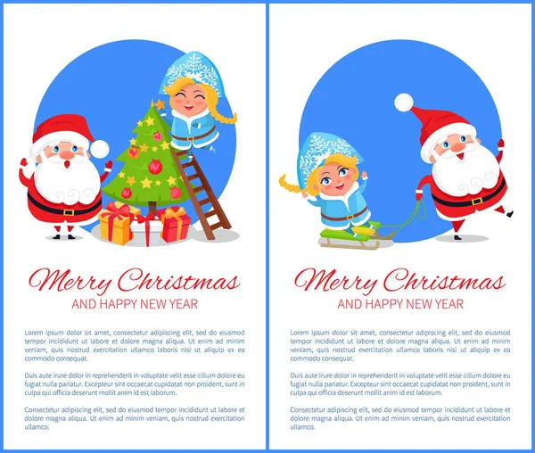 Joyeux Noël Santas vie vectorielle Illustration — Image vectorielle