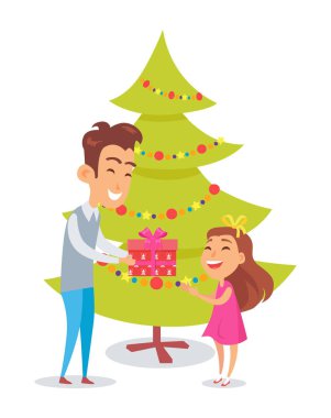 Babası kızı Noel tatil tebrik.