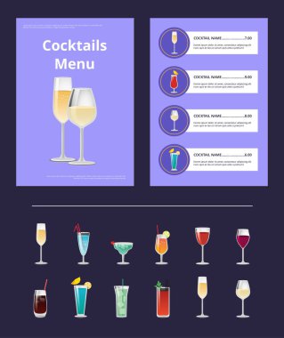 Kokteyl menü reklam Poster şampanya kadehi