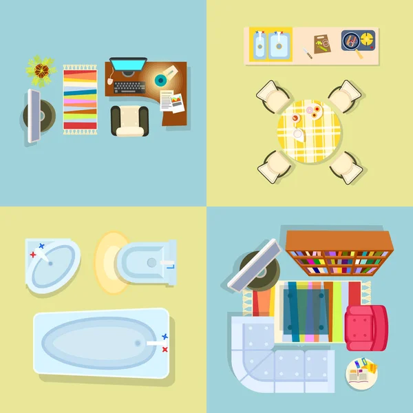 Decoración interior Conjunto de cuatro Vectores Ilustración — Vector de stock