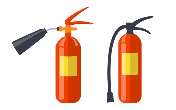 Dos extintores rojos aislados en afiche blanco — Archivo Imágenes Vectoriales