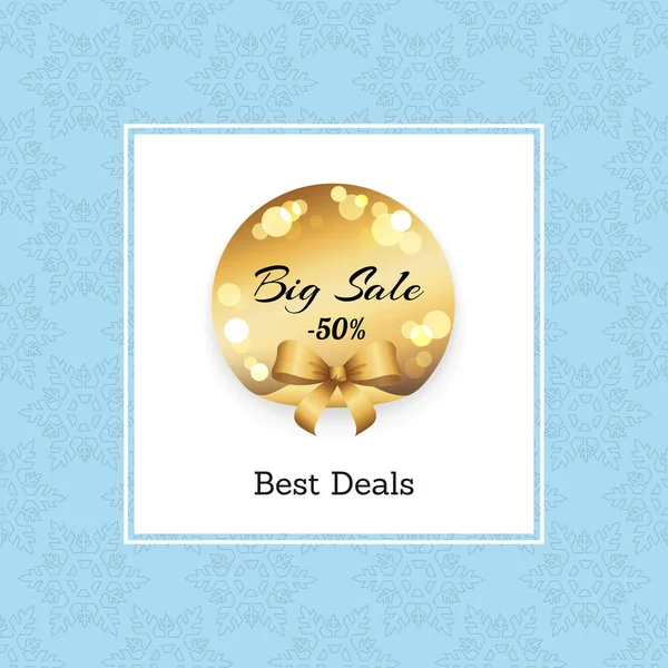 Melhores ofertas Big Sale -50 Off Golden Round Label — Vetor de Stock