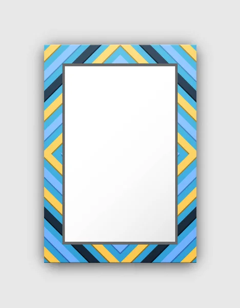 Photo Frame with Blue Border and Abstract Figures — Stock Vector