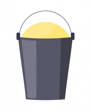 Beyaz posterinde izole kum dolu kova