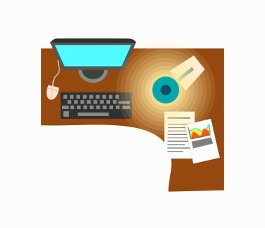 Ofis işyeri dekorasyonu vektör çizim üzerinde