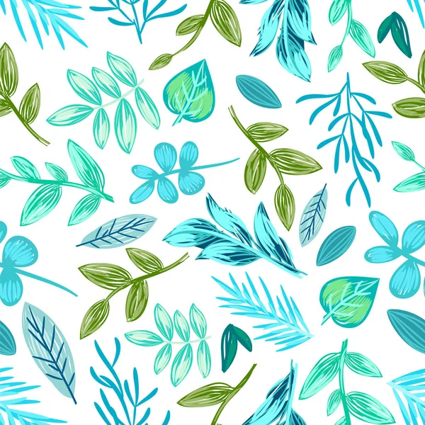 描かれた植物のシームレスなパターン ベクトル図 — ストックベクタ
