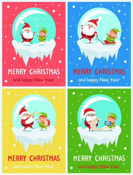 Merry Christmas Activities Vector Illustration — Stock Vector