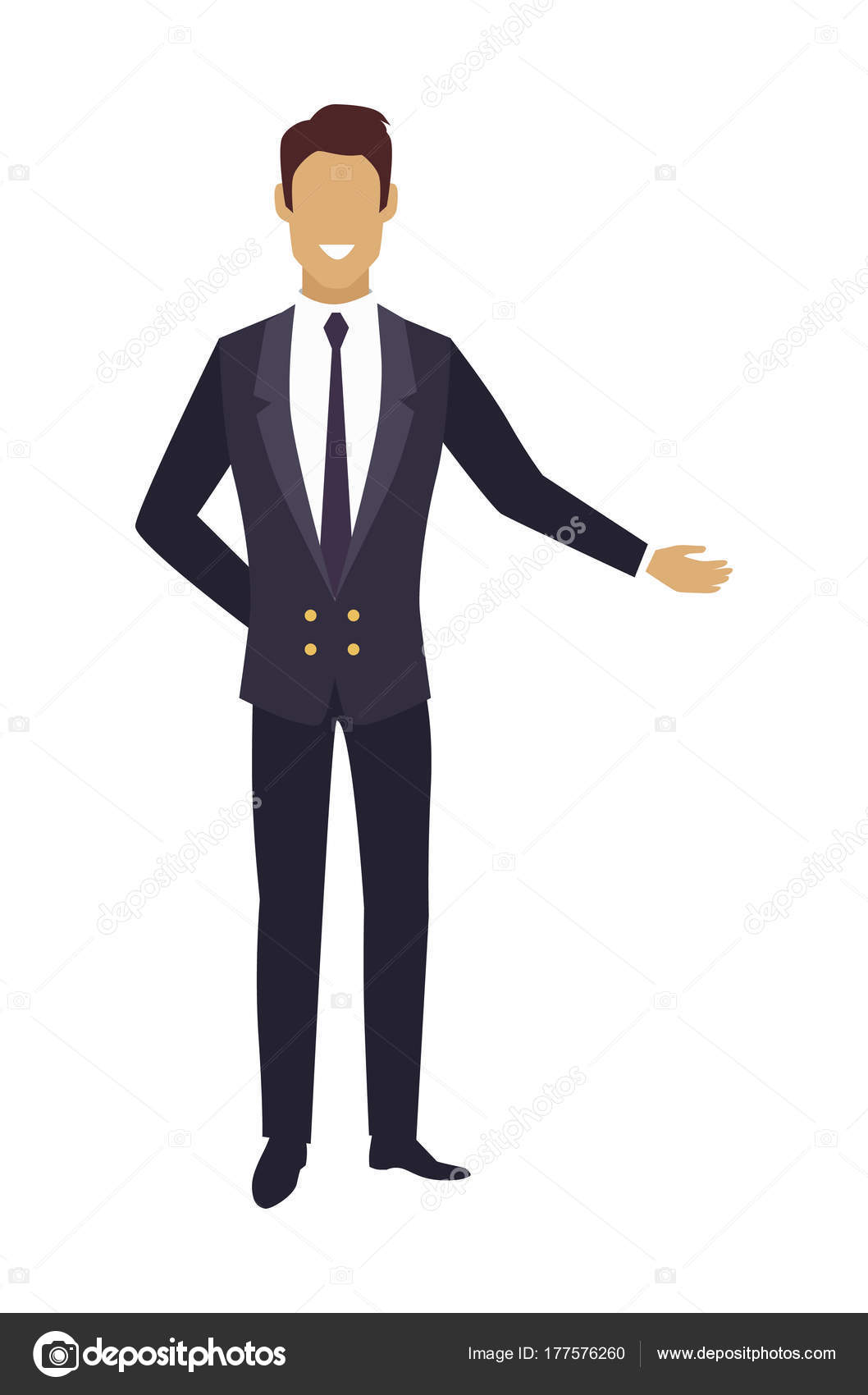Hombre en traje caro señalando algo vectorial Vector de stock