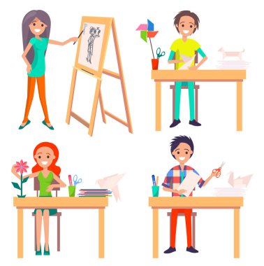 Sanat resim oluşturma ve Origami yapma işlemi