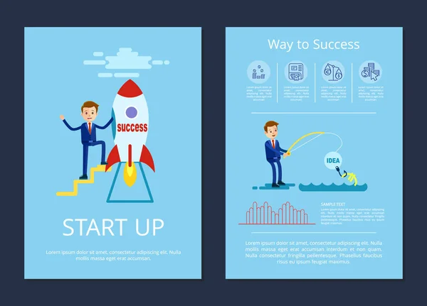 Start Up and Way to Success Vector Illustration — Stock Vector