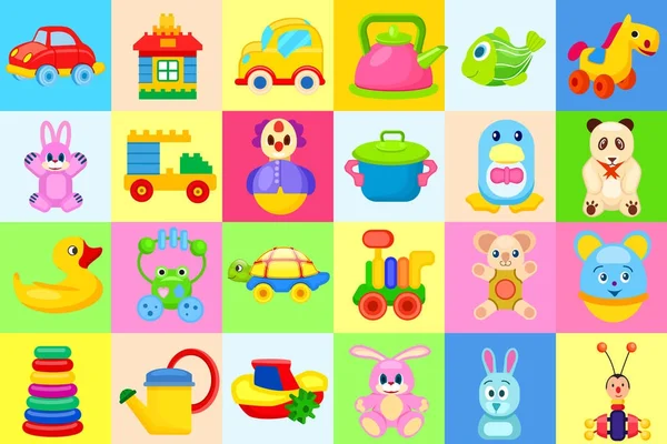 Juguetes para niños Big Colorful Illustrations Set — Vector de stock
