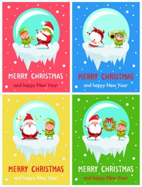 Kartpostal Merry Christmas mutlu yeni yıl Santa Elf