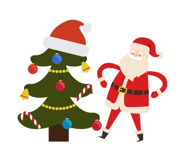 Bir şekilde dekore edilmiş Ladin ağacı ve Saint Nicholas karakter