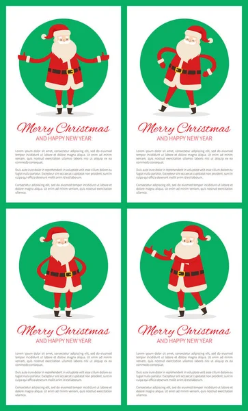 Bonne année et Joyeux Noël Affiche avec le Père Noël — Image vectorielle