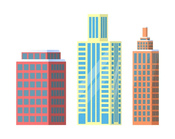 Serie di edifici urbani Icone vettoriali Illustrazione — Vettoriale Stock