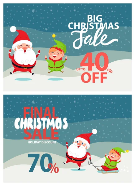 Poslední vánoční prodej prázdninové slevy plakáty — Stockový vektor