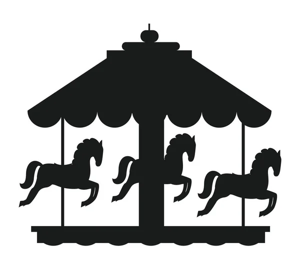 Rotační karusel kolotoč koně černá ikona — Stockový vektor
